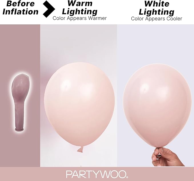 PartyWoo Dusty Pink Balloons 140pcs Different Sizes of 18 12 10 5 Inch Boho Blush Lilac Pink Latex Balloons for Birthday Baby Shower Graduation Anniversary Bachelorette Party Decorations Pink-F54