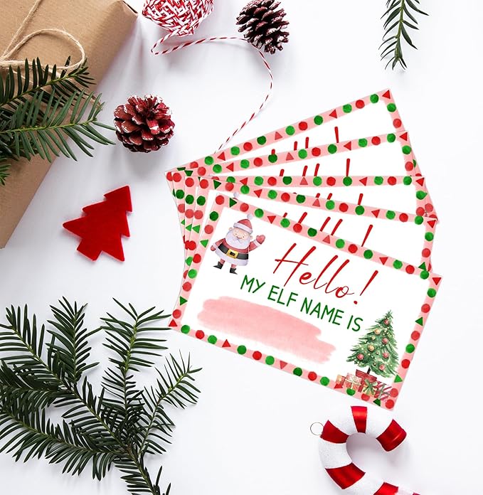 Christmas Party Decorations, What's Your ELF Name , with 1 ELF Themed Sign and 30 Name Stickers, Christmas Party ,Birthday Party Activities for Adults ,Activity Game for Class Graduation