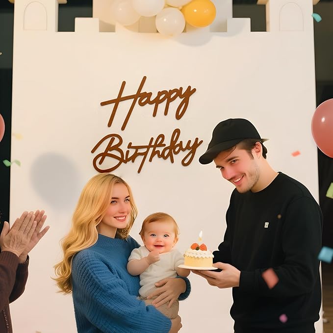 Brown Happy Birthday Sign for Birthday Arch Backdrop - Felt Happy Birthday Letters for Balloon Banner Backdrop Wall Decorations for Birthday Banner for Women, Men, Kids