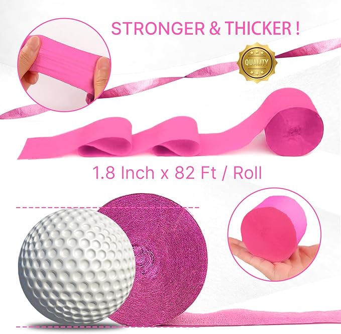 PartyWoo Light Pink Crepe Paper Streamers 8pcs 656 ft Pack of Pastel Hot Baby Pink Crepe Paper Sheets for Birthday Gender Reveal Baby Shower Graduation Wedding Bachelorette Party Decorations