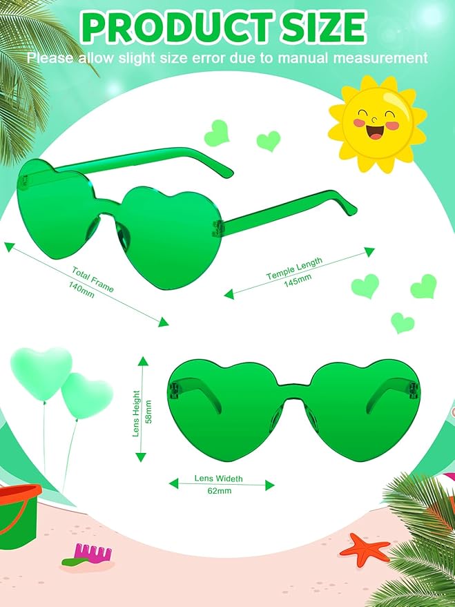 12 Pairs Heart Shaped Sunglasses for Women Colorful Glasses Fun Trendy Transparent Heart Sunglasses Party Favor