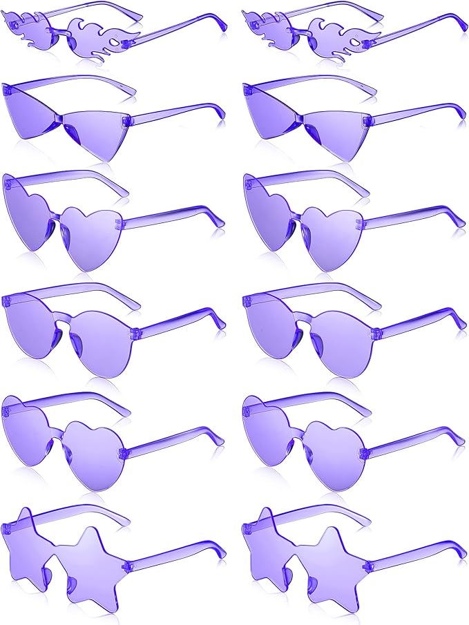 Kanayu 12 Pcs Mixed Style Rimless Sunglasses Retro Party Favors Eyewear for Bachelor Party Photoshoot Costume Accessories