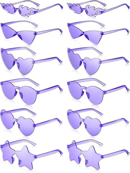Kanayu 12 Pcs Mixed Style Rimless Sunglasses Retro Party Favors Eyewear for Bachelor Party Photoshoot Costume Accessories