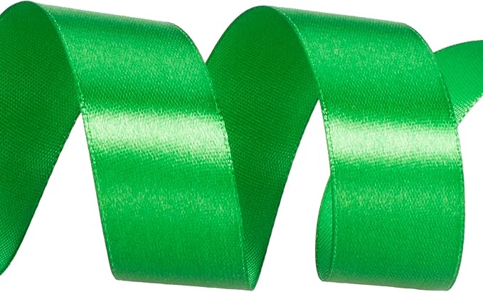 YASEO 1 Inch Green Solid Satin Ribbon, 50 Yards Craft Fabric Ribbon for Gift Wrapping Floral Bouquets Wedding Party Decoration