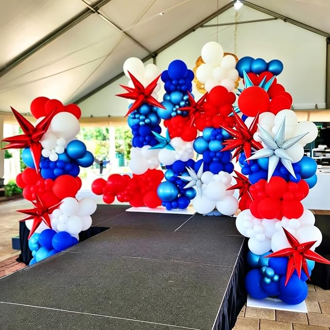 Lukiituke Red and Blue Balloon Arch Kit, 134Pcs Red White and Blue Balloons, 4 Sizes 4th of July Balloons for Independence Day Patriotic Memorial Day Birthday Party Decorations