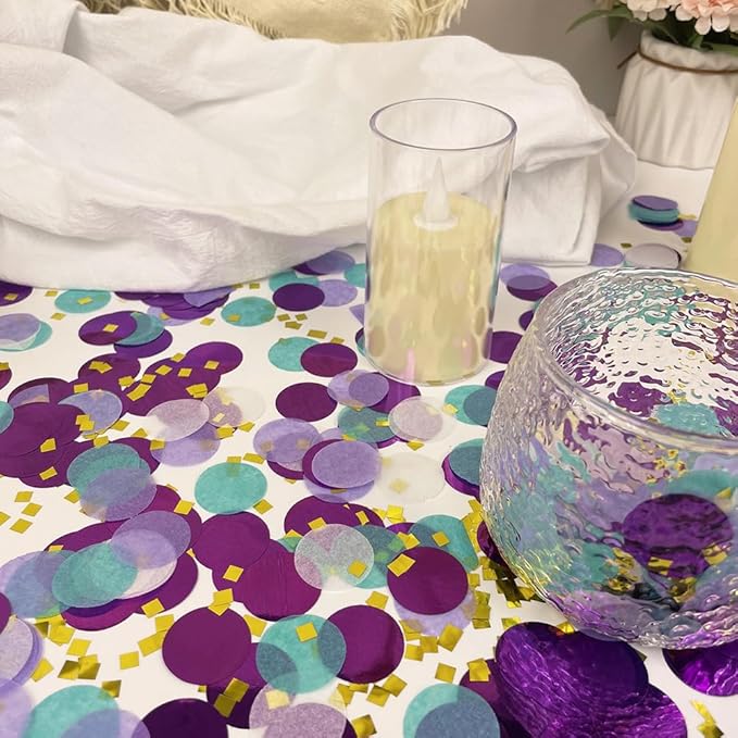1 inch Round Tissue Confetti Dot Paper Confetti Colorful Table Confetti for Birthday Bachelorette Wedding Bridal Shower Anniversary Party Decorations(Purple) (Mermaid, 1 inch)