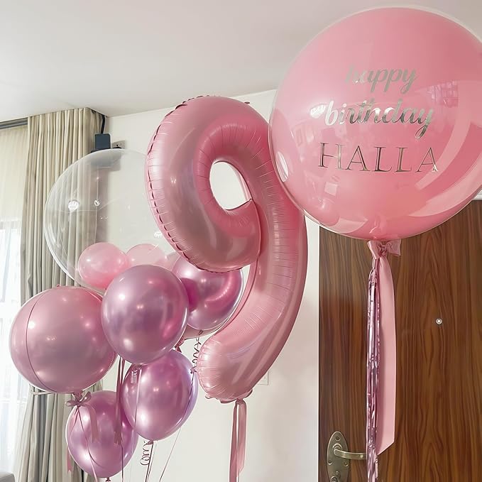19th Birthday Balloon for Girls, 40 Inch Pastel Pink Number 19 Foil Balloons Self Inflating, Big Mylar Helium Light Pink 19 Balloons for Women Birthday Decor Anniversary Party Decorations Supplies
