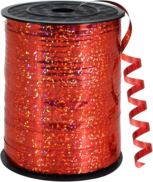 BEISHIDA 500 Yards Red Ribbon Crimped Curling, Balloon String Shiny Metallic Roll for Gift Wrapping Ribbon for Birthday Valentines Day Wedding Mother's Day Party Decorations