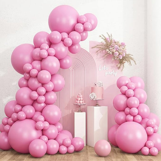 RUBFAC 135pcs Pink Balloons Different Sizes 18 12 10 5 Inches for Garland Arch, Pink Balloons for Valentine's Day Birthday Baby Shower Gender Reveal Wedding Party Decoration