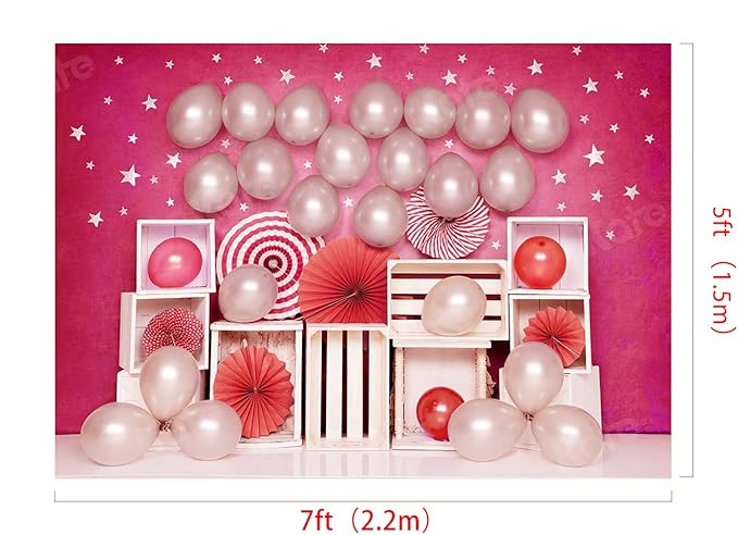 Kate 7x5ft Hot Pink Background for Photography Ballon Babyshower Background Birthday Party Decoration Backdrop
