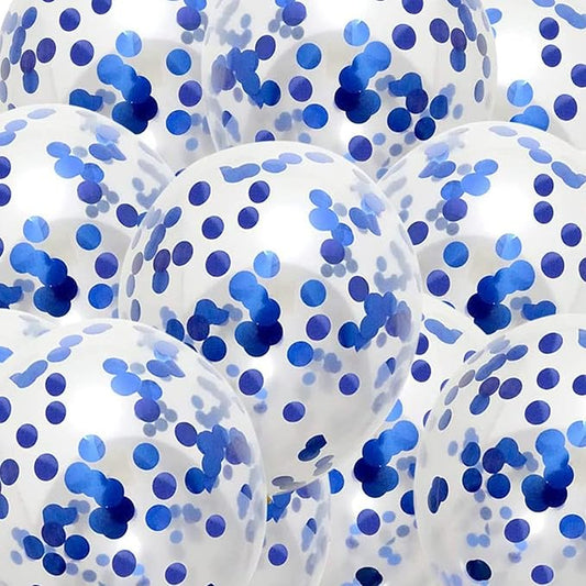 KIRIKOU Pack of 24 Pieces Confetti Balloons 12 Inch Latex Party Balloons for Party Decorations, Wedding, Engagement, Bridal, Birthday and Shower (Blue)