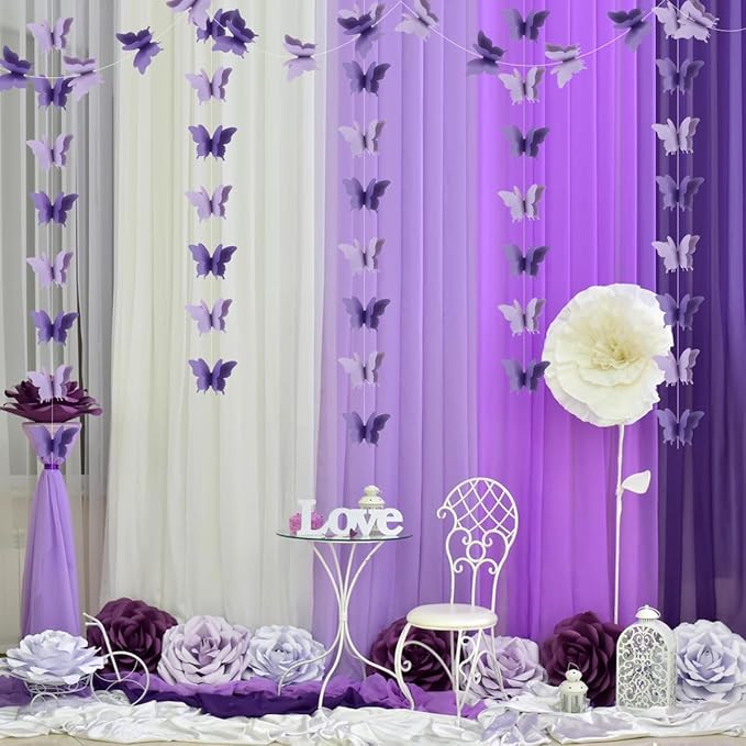 Butterfly Decorations, Purple Butterfly Decorations for Wedding Baby Shower Birthday Party Decorations Purple/Lavender Pack of 4, 10001