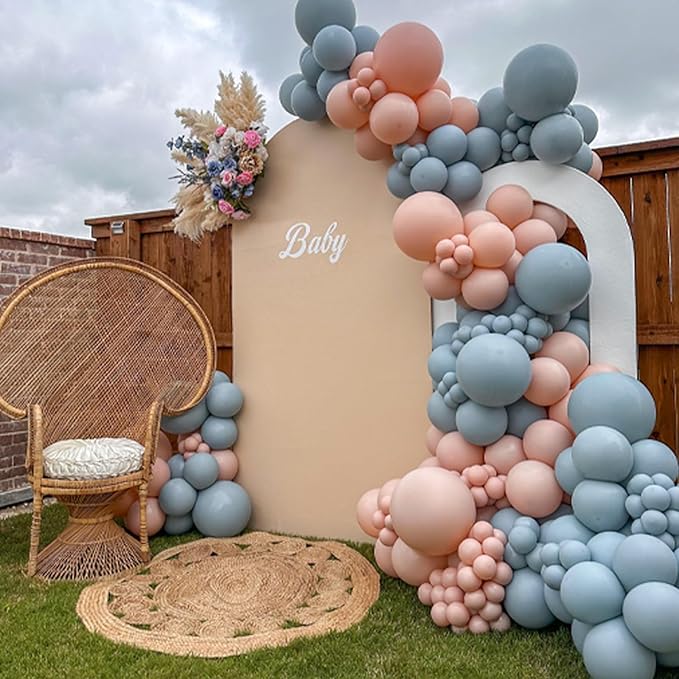 Awenztech 110pcs Dusty Blue Balloons, 18 12 10 5 inch Dusty Blue Balloons Different Sizes Balloon Arch Kit for Bridal Shower Gender Reveal Baby Shower Birthday Party Decorations