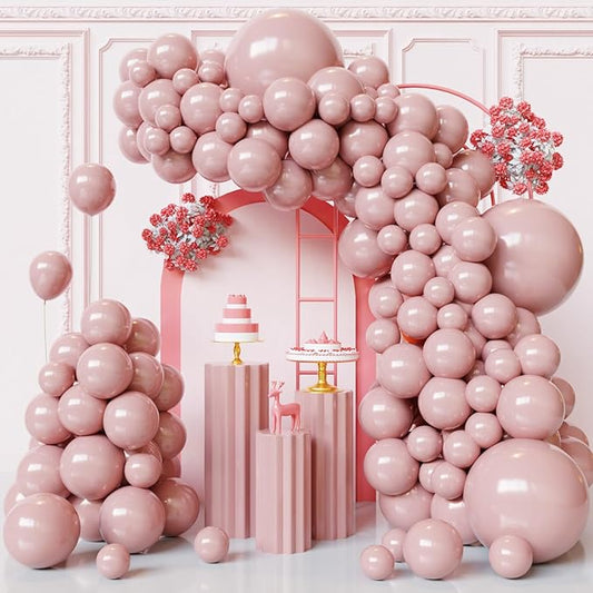 Dusty Pink Balloons Arch Kit,130pcs Blush Pink Balloon Garland,Different Sizes Pink Latex Balloons for Wedding,Birthday Party,Baby Shower,Gender Reveal,Anniversary Decorations