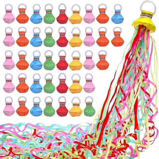 40Pack Hand Throw Streamers Colorful No Mess Confetti Poppers Party Poppers for Birthday Wedding Celebrations Graduation Retirement Party Favors Shows