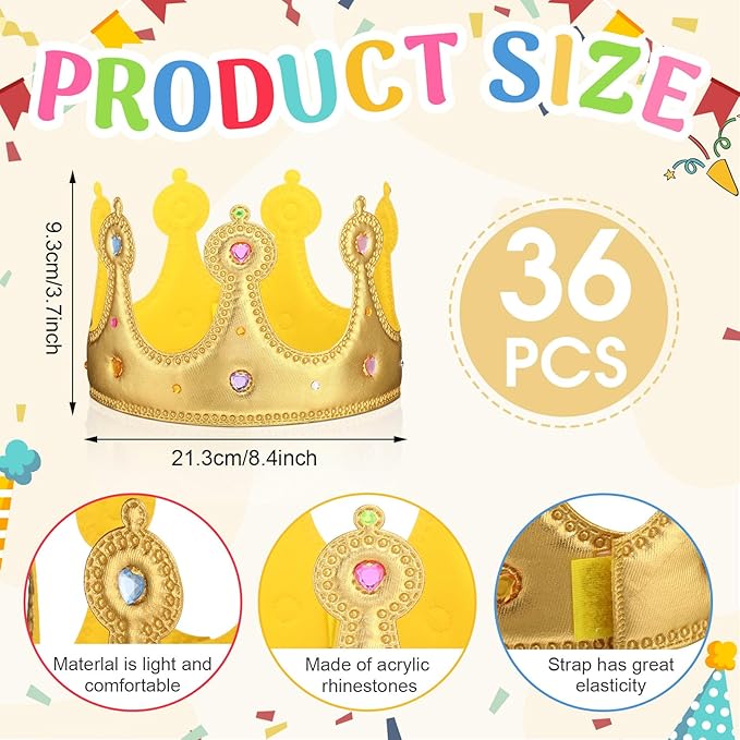 Yaomiao 66 Pieces Foam Princess Tiaras DIY Crowns Kids Party Favors Craft Crystal Diamond Sticker Girls Making Your Own Tiara (66 Pcs,Gold,Gentle Style)