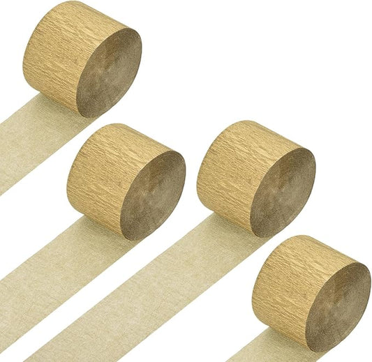Crepe Paper Roll, 4 Rolls 328ft Gold Crepe Paper Streamers, [for Party Streamer Decorations] - (1.8 Inch x 82 ft/Roll)