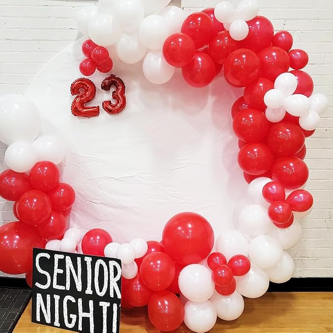 Red and White Balloon Arch Garland Kit - Red White Balloon Arch Red White Party Valentines Balloon Garland for Birthday Wedding Anniversary Graduation Bachelorette Party Decorations