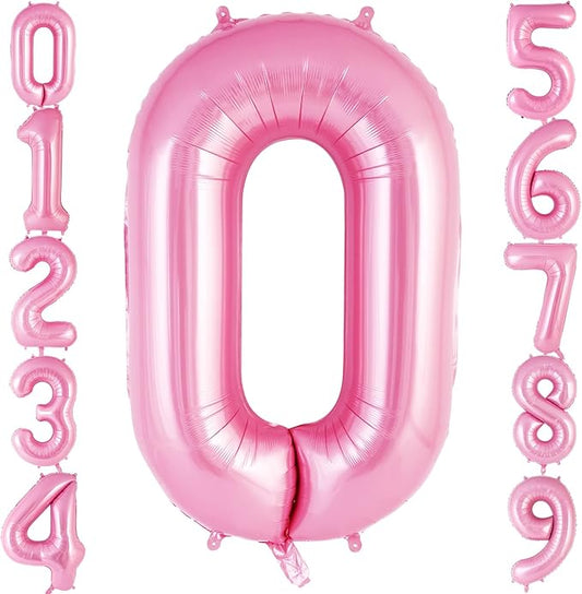 Pink Number 0 Balloon 40 Inch, Big Large Foil Helium Number Balloons, Jumbo Giant Mylar Number 0 Balloons for Birthday Party Decorations Supplies Anniversary Celebration