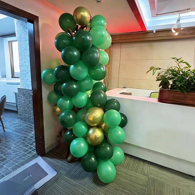 YMSZ Green Balloon Garland Arch Kit, Dark Green Lime Green Latex Balloons for St. Patrick's Day, Baby Shower, Jungle Safari Birthday Party Decorations