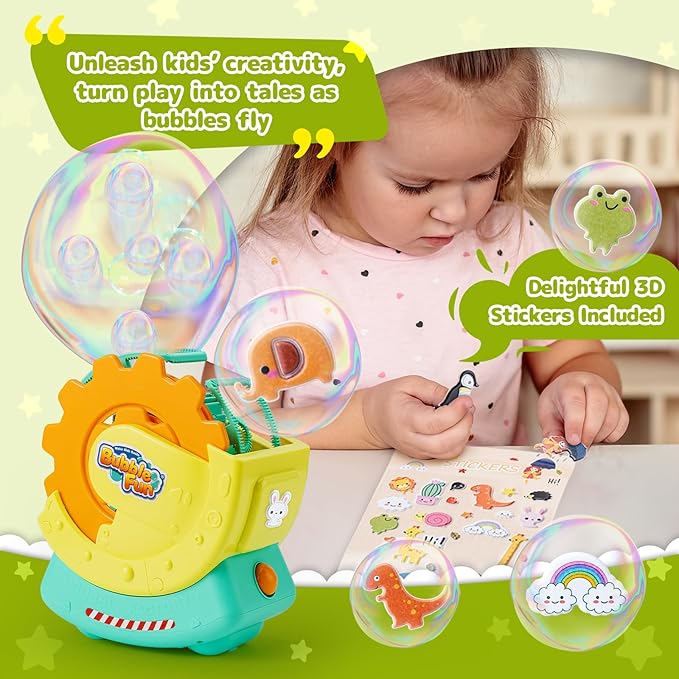 Rechargeable Bubble Machine for Kids – Extra Large Bubbles with Bubble-in-Bubble Effects, Fast Automatic Bubble Maker Toy with 8oz Solution, Bubble Blower for Indoor/Outdoor Play, Party, Wedding, Gift
