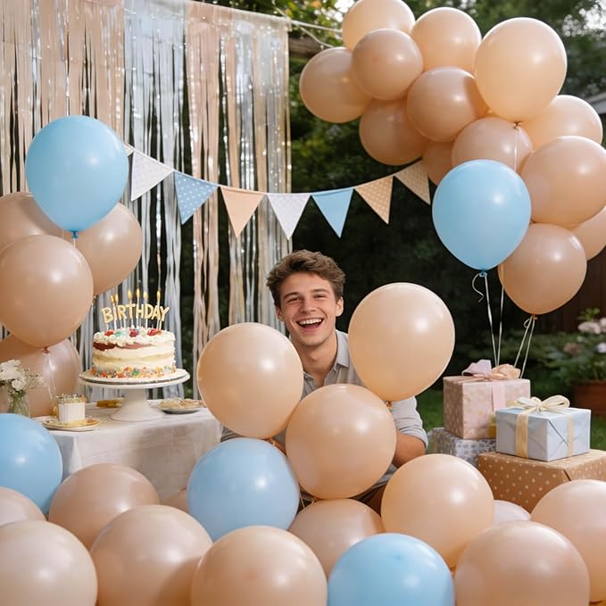 110pcs Nude Balloon 12 inch, Beige Latex Balloons for Birthday Party Baby Shower Wedding(with 2 Ribbons).