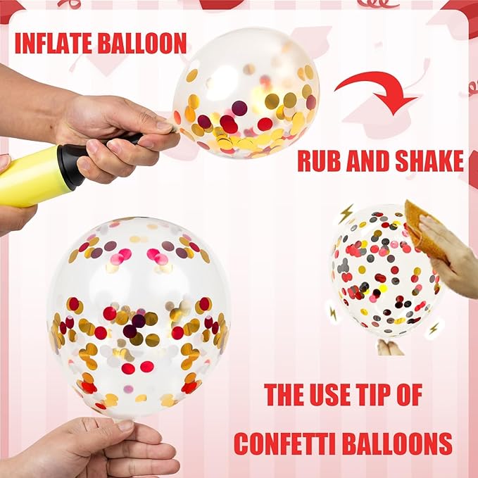 2026 Graduation Party Decorations, 68pcs Graduation Balloons Red and Gold Grad Decor for College High School Class of 2026 Congrats Grad Party Decor