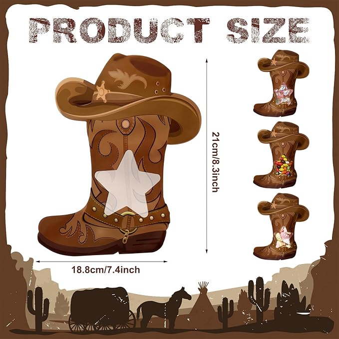Resurhang 60 Pcs Cowboy Boots Zipper Treat Bags Wild West Food Goodie Gifts Bags Resealable Western Theme Party Snack Candy Containers for Cowboy Birthday Bachelorette Baby Shower Supplies