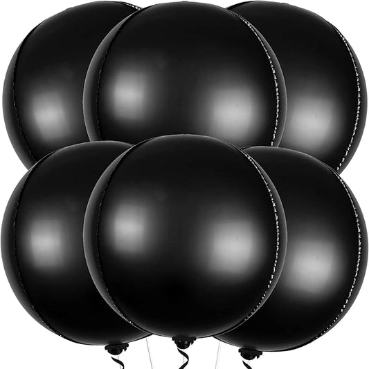 KatchOn, Black Balloons - 22 Inch, Pack of 6 | Black Foil Balloons, 4D Metallic Balloon for Graduation Decorations 2026 | Graduation Balloon for Black Birthday Decorations, Prom Decorations 2026