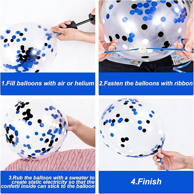 60 Pcs Graduation Balloons Class of 2026 Graduation Decorations - 12 Inch Congrats Grad Balloons Blue Black and White Latex Balloon Grad Party Decorations for College, High School