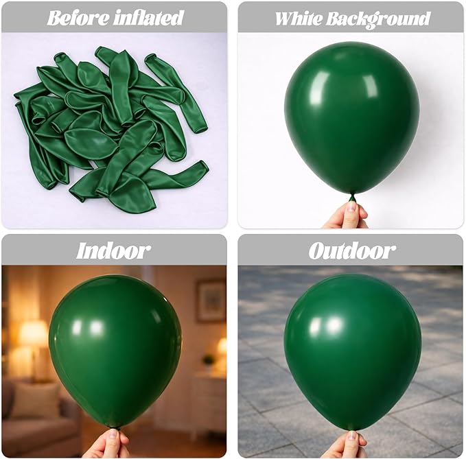 Voircoloria 110pcs Dark Green Balloons 12inch Green Latex Party Balloons for Birthday, Graduation, St. Patrick's Day, Christmas, Baby Shower, Dinosaur Party, Anniversary Party Decorations