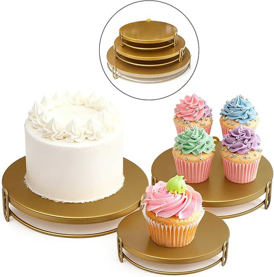 3Pcs Metal Cake Stand 8/10/12 Inches Dessert Stands Cupcake Display Stands Dessert Table Decoration Dessert Trays for Birthday Party Afternoon Tea Serving Plates（Gold）
