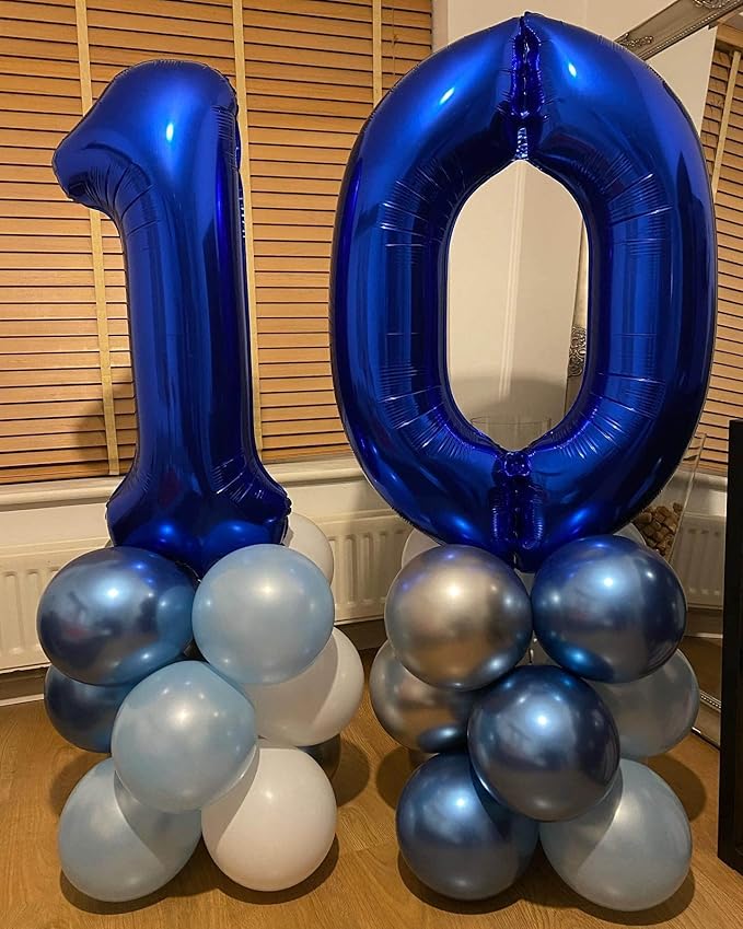 40 Inch Navy Blue 10 Number Balloons Giant 10 Balloons Navy Blue Birthday 10 Balloons 10th Birthday Anniversary Events Party Decorations Supplies