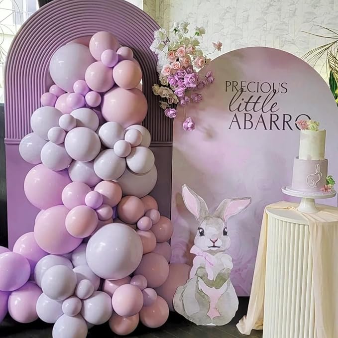 Voircoloria 130pcs Lilac Purple Balloons Different Sizes 18" 12" 10" 5" Faded Purple Latex Balloon Garland Arch Kit for Birthday Baby Shower Graduation Wedding Gender Reveal Party Decorations