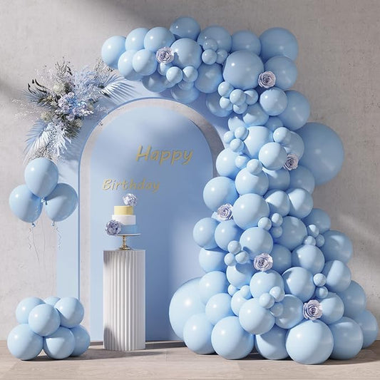 RUBFAC 87pcs Pastel Blue Balloons Different Sizes 18 12 10 5 Inches for Garland Arch, Premium Blue Latex Balloons for Birthday Wedding Baby Shower Bridal Shower Party Decorations
