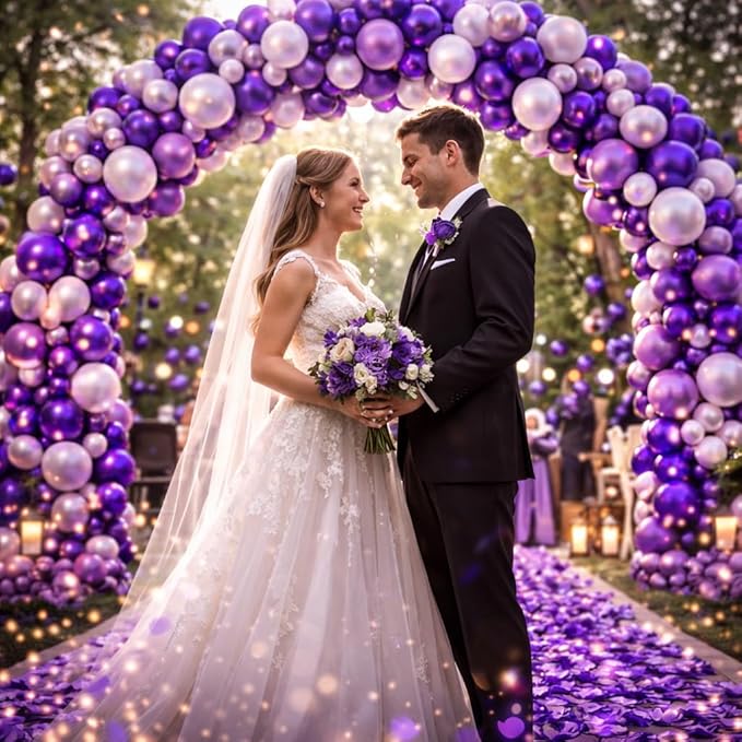 Dark Purple Latex Party Balloons，100 Pack 12 Inch Round Helium Purple Balloons with Ribbon for Birthday Butterfly Wedding Graduation Halloween Party Decorations