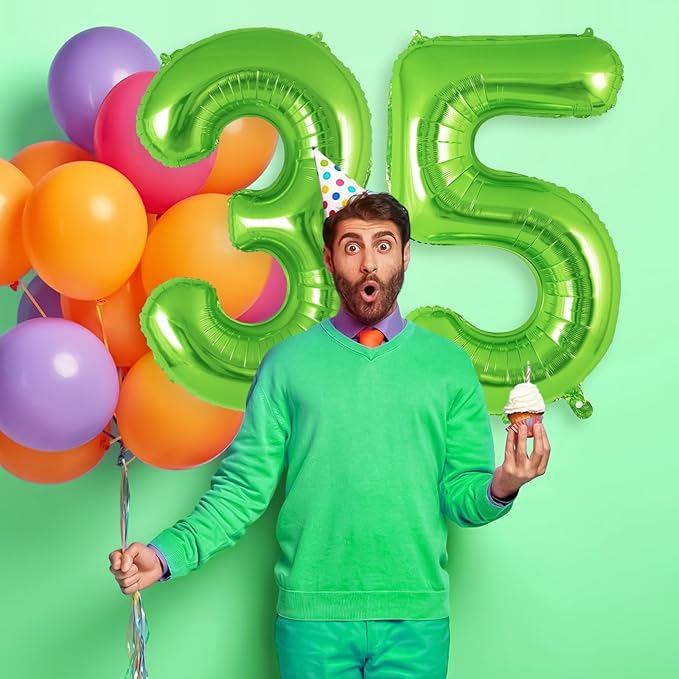 Green Number 5 Balloon 40 Inch, Big Large Foil Helium Number Balloons, Jumbo Giant Mylar Number 5 Balloons for 5 Year Old Birthday Party Decorations Supplies Anniversary Celebration