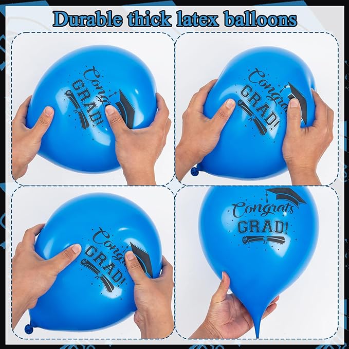 GuassLee Graduation Blue and Gold Balloons 2026 - Grad Latex Confetti Balloons with Congrats Grad Foil Balloons for Graduation Party Decorations Supplies, 60Pcs