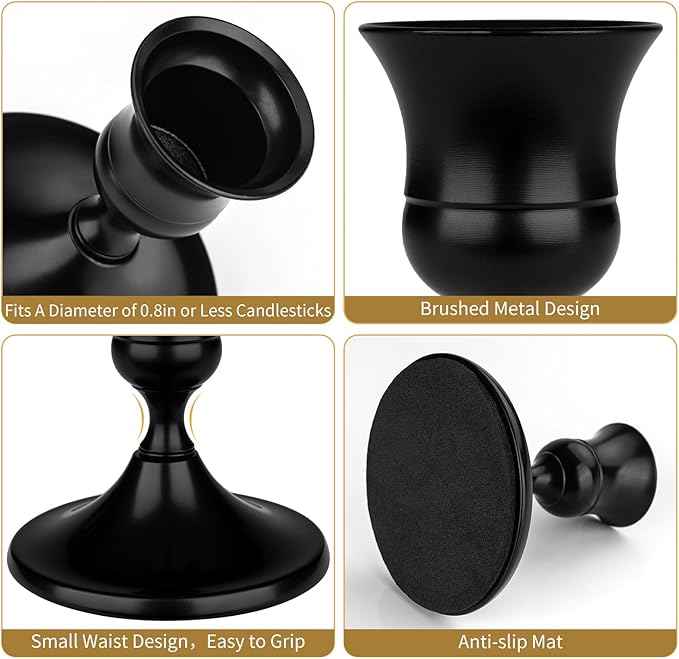 Black Candle Holder Taper Candle Holders, Set of 12 Candlestick Holders Decor for Home Decor, Metal Taper Candleholder for Fall Thanksgiving Halloween Christmas Table Fireplace Decor (12, Black)