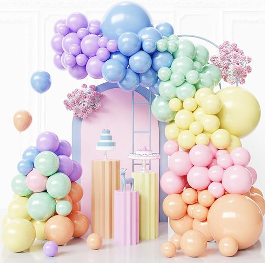 Pastel Balloons Arch Kit,Rainbow Balloon Garland,18 12 10 5 Inch Different Sizes Pastel Latex Balloons for Birthday Spring Easter Baby Shower Wedding Anniversary Party Decorations