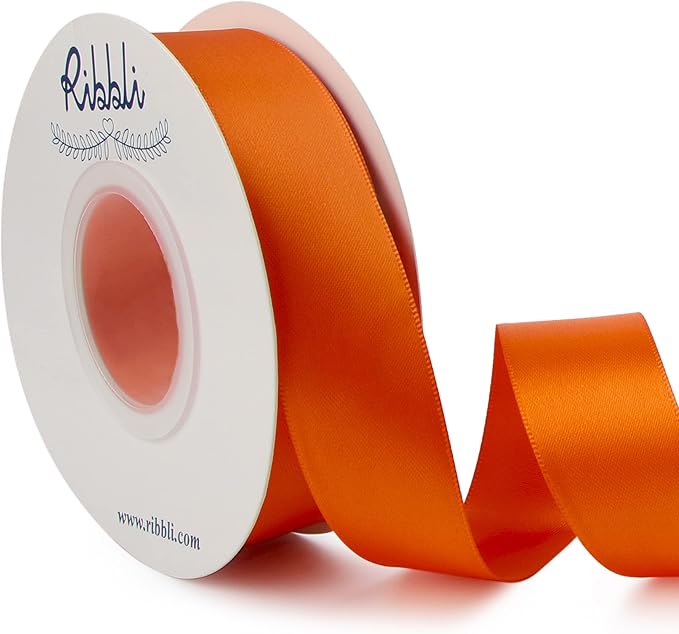Ribbli Torrid Orange Double Faced Satin Ribbon,1” x Continuous 25 Yards,Use for Craft Bows Bouquet, Gift Wrapping, Wedding Decoration, Floral Arrangement