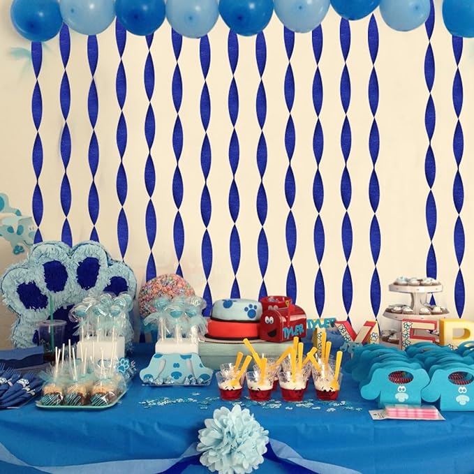 8 Rolls Royal Blue Crepe Paper Streamers Party Streamers Photo Booth Backdrop Party Supplies for 4th of July Birthday Baby Shower Sea Hanukkah Party Decorations（Total 656ft, 1.8Inch x 82Ft/Roll）