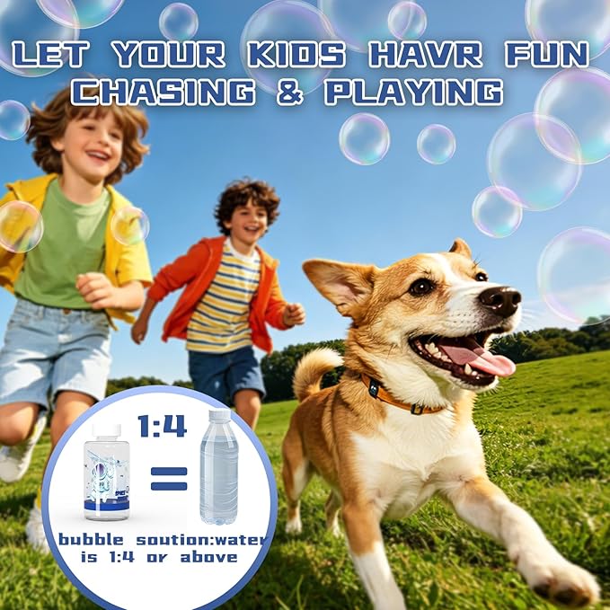 Rechargeable Dual-Nozzle Bubble Machine, 360° Auto Rotation Bubble Blower with Remote Control & RGB Lights, 30k Bubbles/Min, USB-C Bubble Maker for Kids Toddlers Parties Wedding Outdoor Birthday Gift