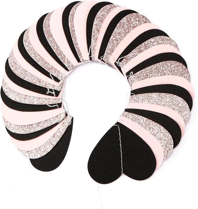 Rose-Gold Black-Pink Valentines Party-Decorations Heart-Garland - 52ft Glitter Galentines Hanging Streamers Banner,Women Romantic Special Night Wedding Birthday Bachelorette Backdrop Decor Burgleda
