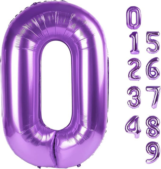 Number 0 Balloons 40 Inch Purple Number Balloons for 10 20 30 40 50 60 70 80 90 100 Numbers Balloon Birthday Decorations Wedding Event Baby Shower