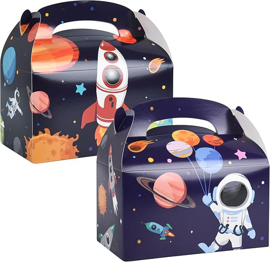 DjinnGlory 36 Pack Outer Space and Astronaut Treat Boxes Gable Boxes Party Favor Goodie Paper Gift Boxes for Baby Shower, Birthday, Supplies Decoration, Small Business 6.18 x 3.58 x 3.38 Inches