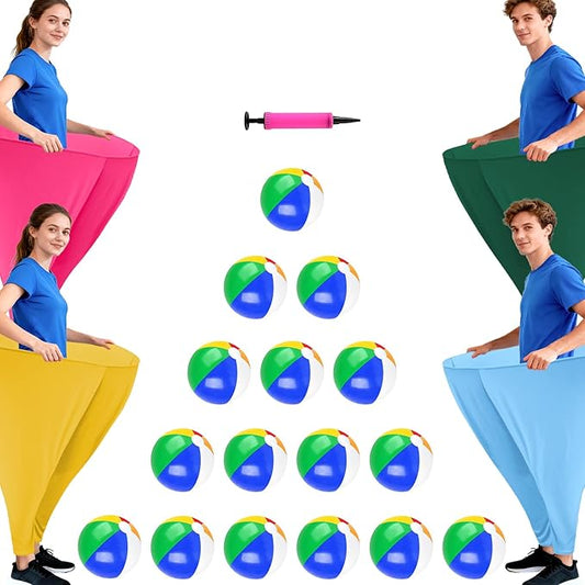 Granny Pants Yard Game Freaky Party Games Pants with Bouncy Balls and Air Pump Oversized Granny Pants Outdoor Game for Adults and Family Interactive Throwing Game for Group Gatherings