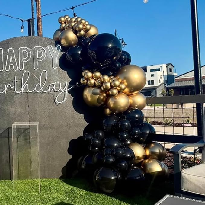 Black and Gold Balloons Garland Arch Kit, Black Gold Balloons for Class 2026 Graduation Class Decorations, Birthday, Retirement, Anniversary, New Year Party Decorations