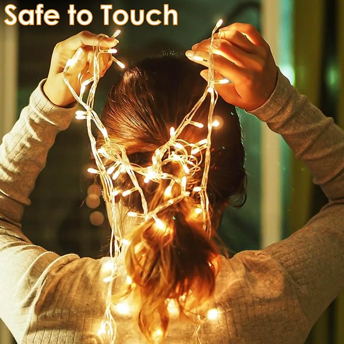 Warm White to Cool White Color Changing 200 LED 66FT Connectable Christmas String Lights for Outdoor Indoor Waterproof, 11 Modes Twinkle Fairy Lights Clear Wire for Christmas Tree Memory Remote Timer