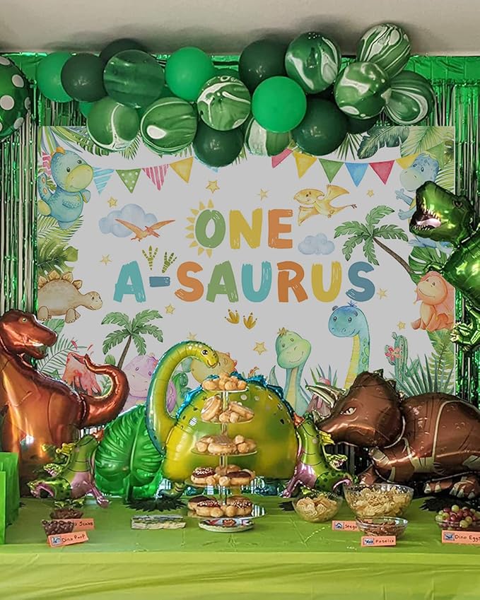 Mocsicka One a Saurus Birthday Backdrop Dinosaur 1st Birthday Decorations Banner for Boys One Year Party Photography Background Party Supplies